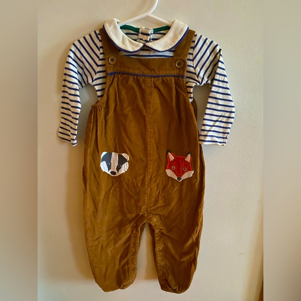 Baby Boden appliqué overalls animal patch outfit